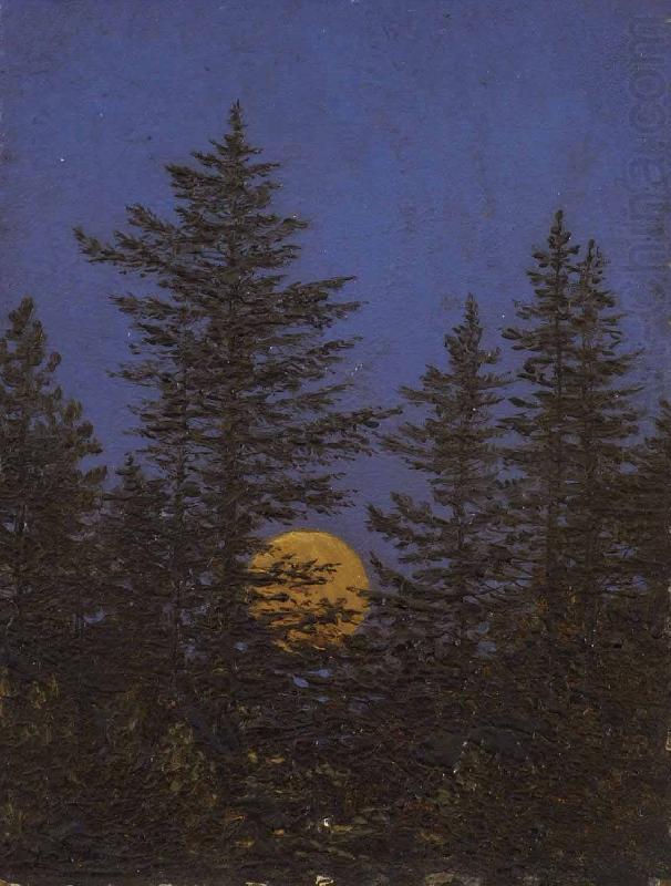 Aufgehender Vollmond hinter Tannen, Carl Gustav Carus